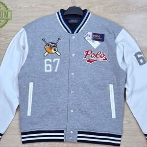 Polo by Ralph Lauren Black and Gray Varsity Jacket